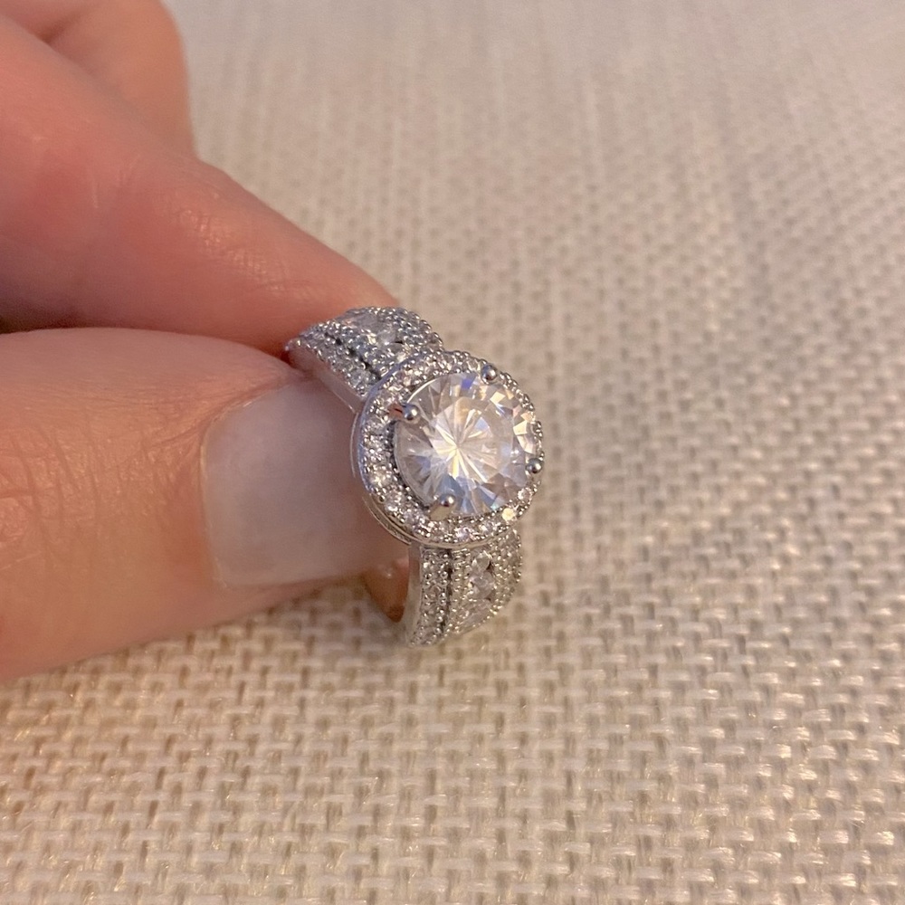 SOLD FREE SHIPPING NEW 925 Silver Halo Ring - Picture 2 of 5